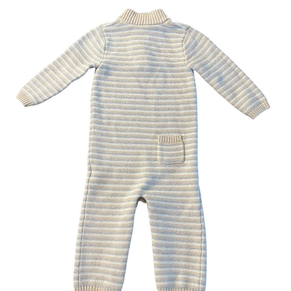 Janie and Jack Light Tan, Gray & White Striped Onsie Sweater Outfit - Picture 2 of 7